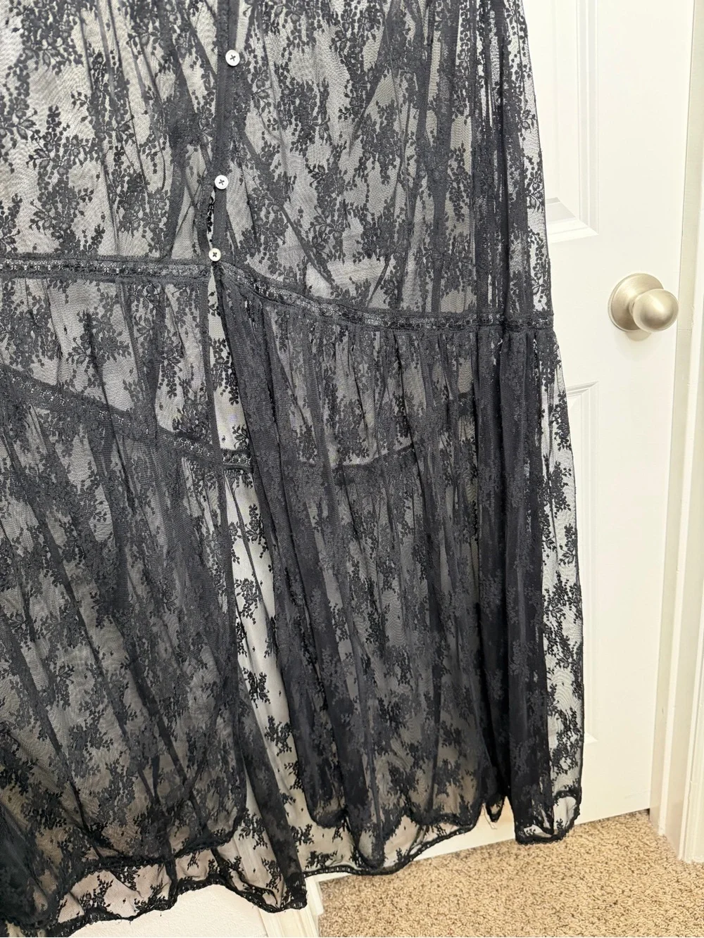 Free People In The Breeze Maxi Slip in Black Combo Sz Medium - Picture 8 of 11